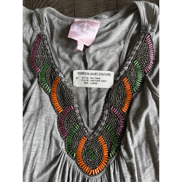 Romeo & Juliet Couture Beaded Neck Maxi Dress Heather Gray Size Large - Picture 3 of 7